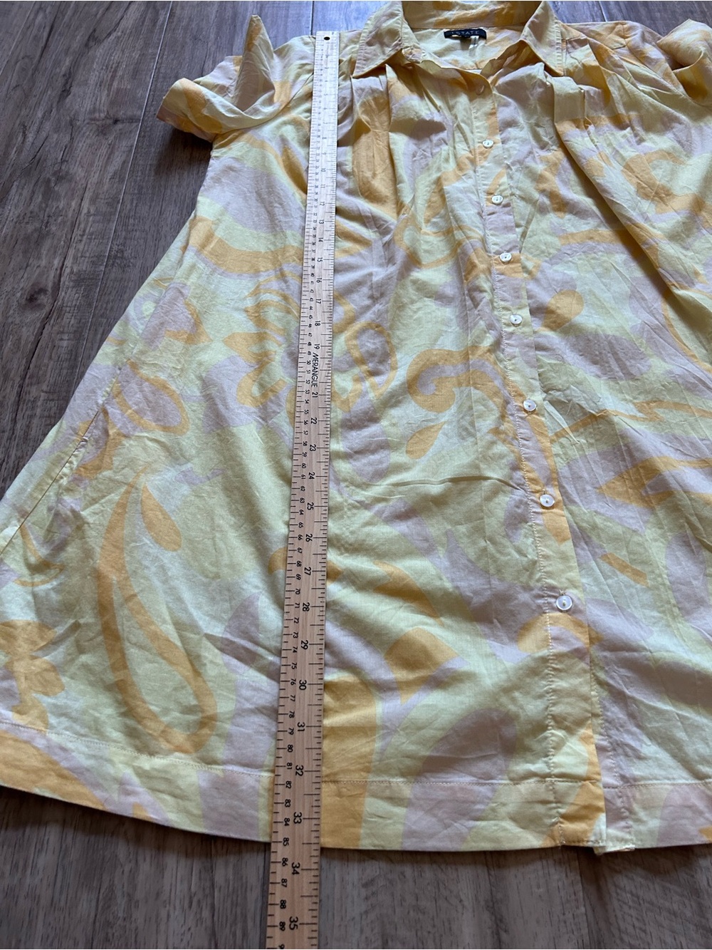 1. State Short-Sleeve Light pale butter Yellow Button front Shirt dress summer - Picture 8 of 9